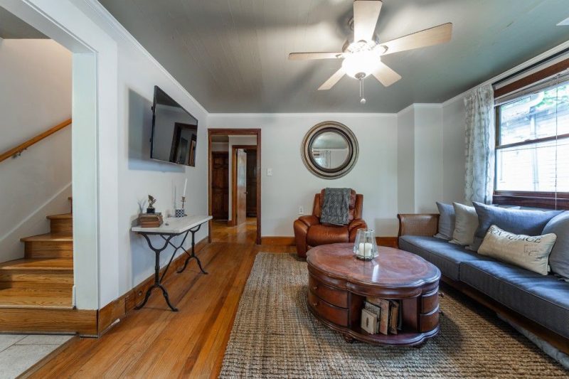 Living room in a historic cottage.