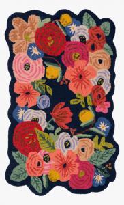 Large area rug with colorful, bold florals.