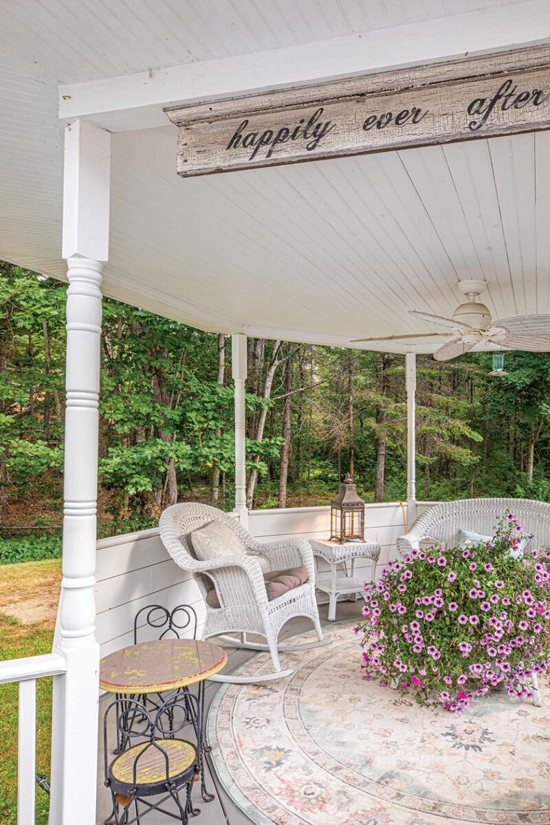 covered porch in Maine home