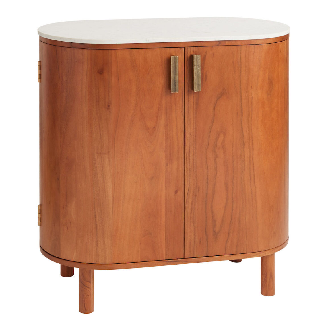 oval bar cabinet with marble top