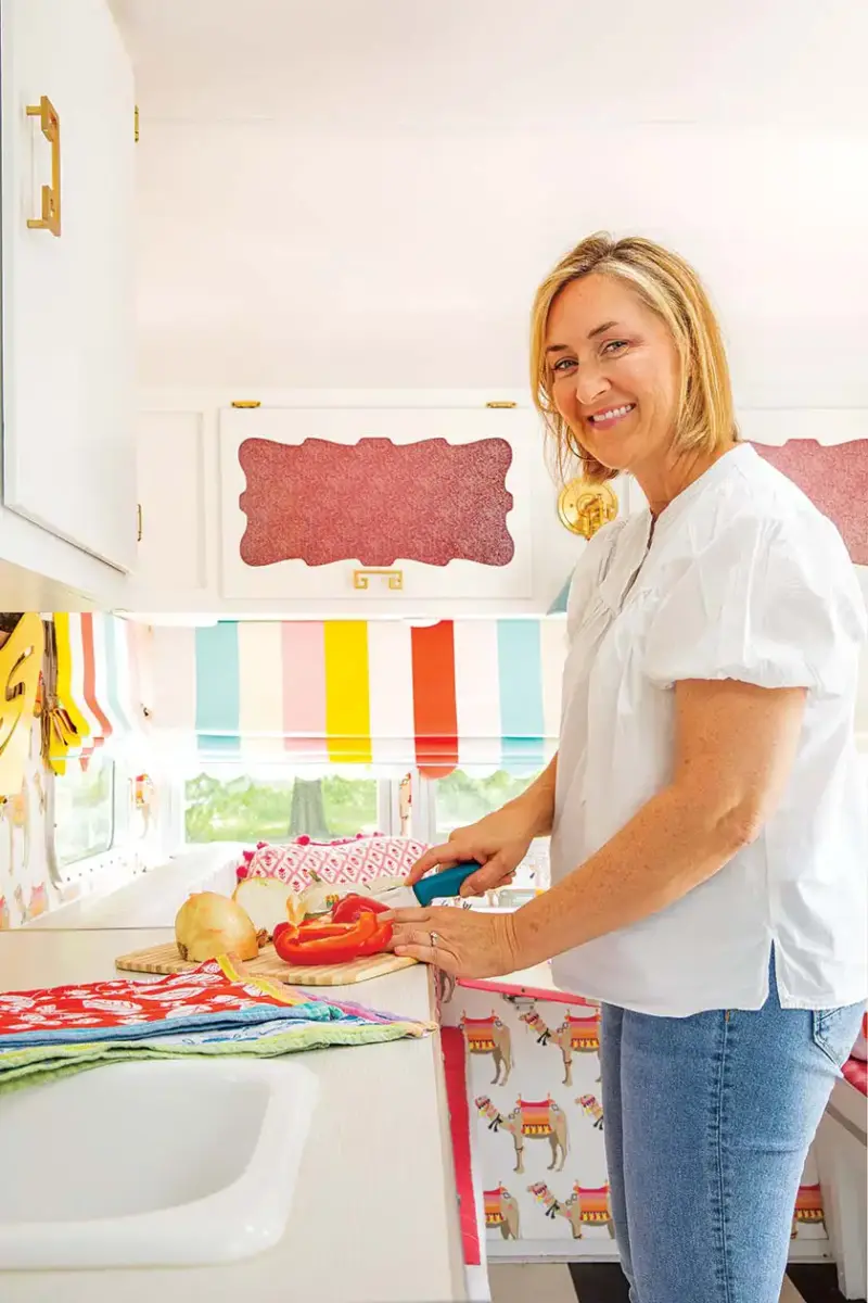 Wendy in her colorful camper