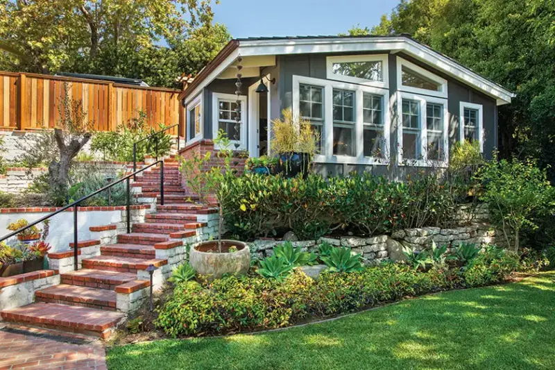 rear exterior of renovated 1940s beach cottage