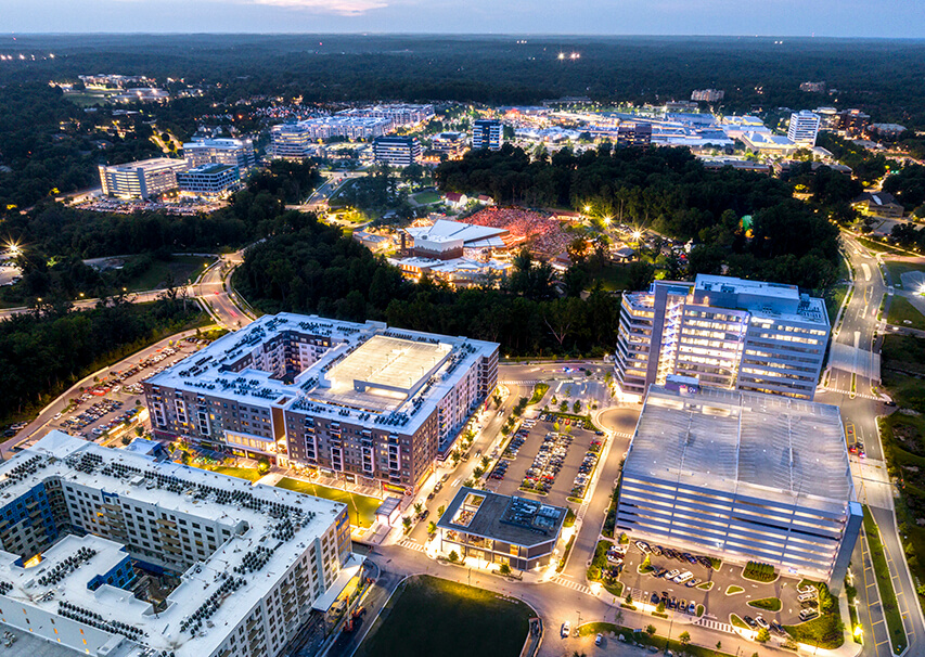 aerial view of Columbia, Maryland