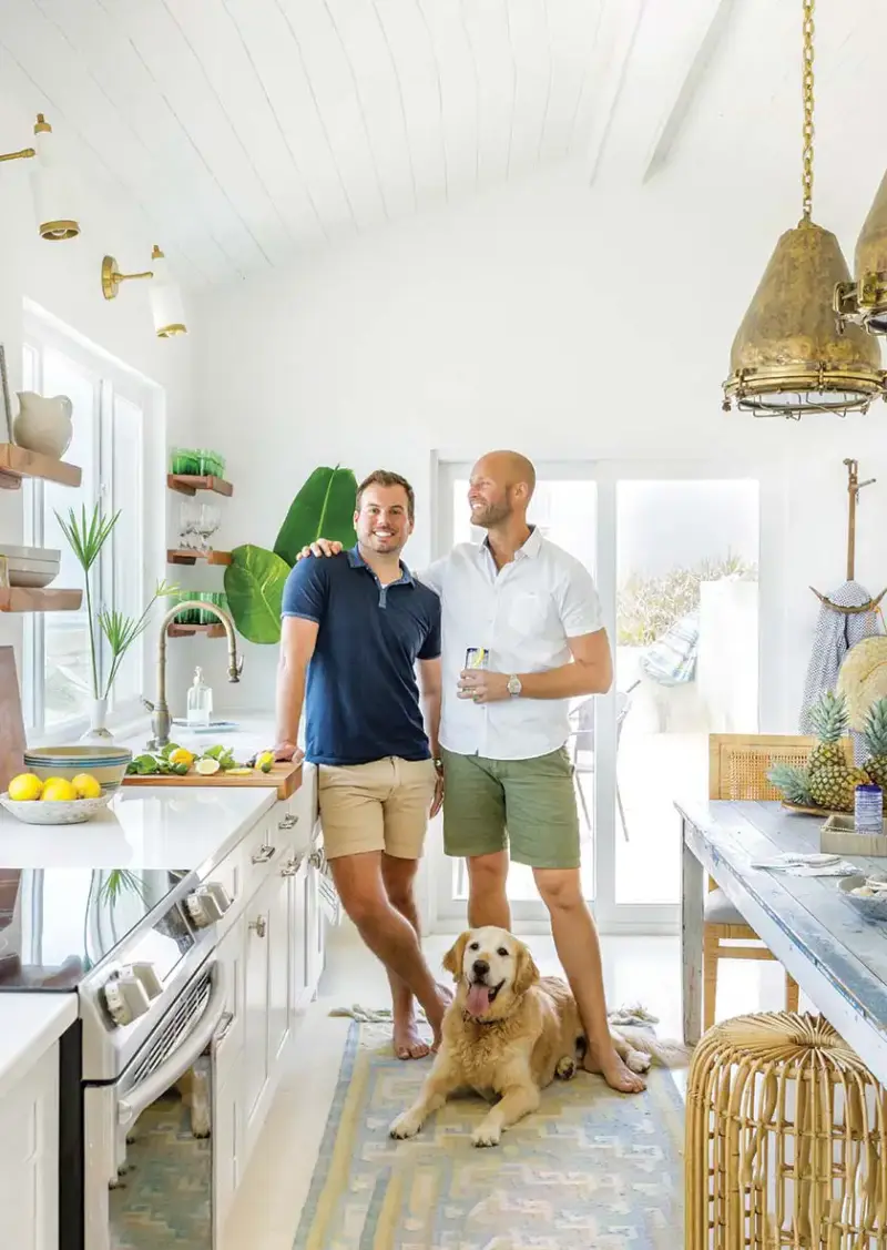 homeowners Worth and Zach in their renovated Florida beach bungalow