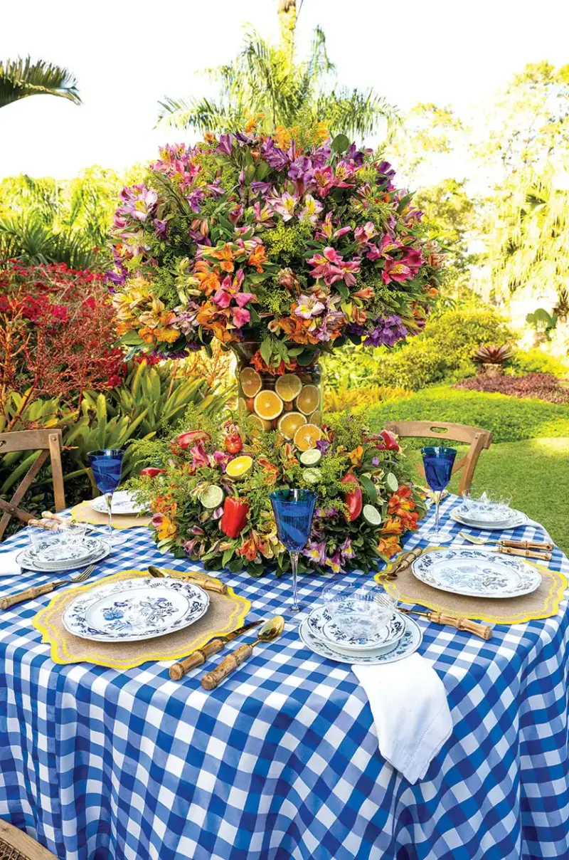 floral arrangement in Italian inspired tablescape centerpiece