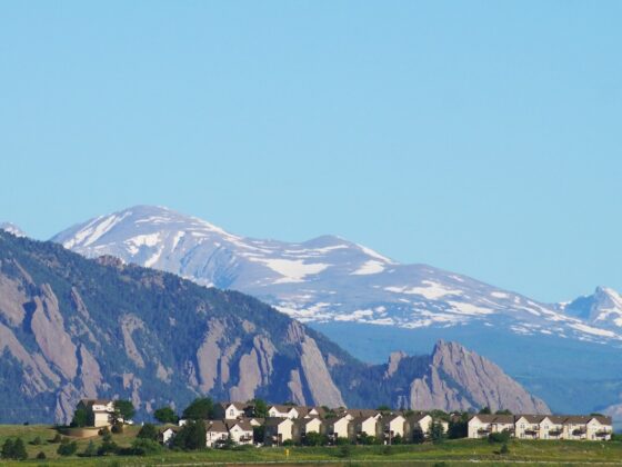 view of Flatirons from Broomfield, Colorado, ranked on of the nation's best cities to live in