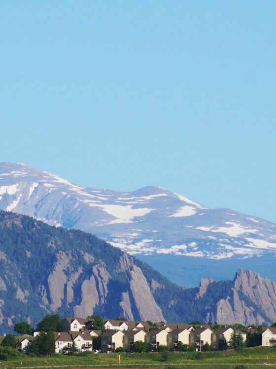 view of Flatirons from Broomfield, Colorado, ranked on of the nation's best cities to live in