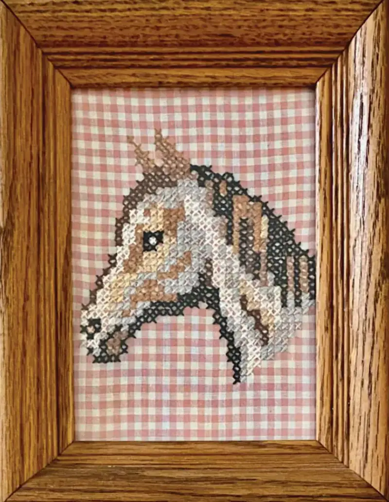 vintage gingham horse cross stitch