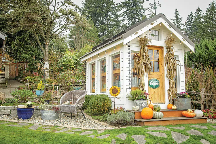 potting shed in backyard of little cottage on the Sound