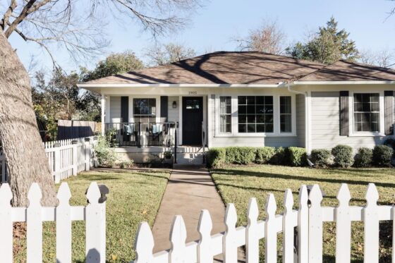 exterior of classic Georgetown bungalow in Texas