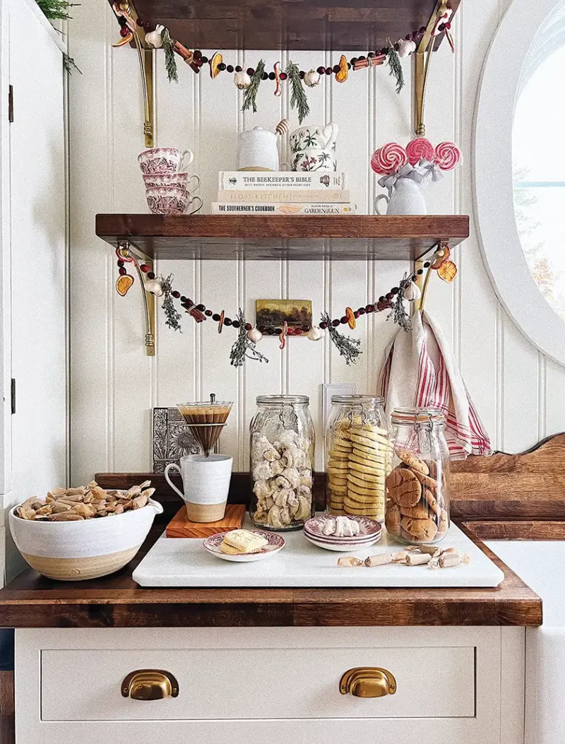 dessert bar with homemade cookies in glass jars