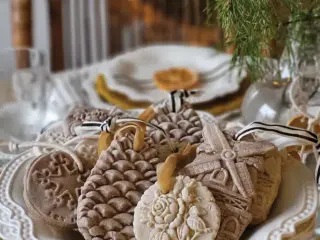 close up of cookie ornaments