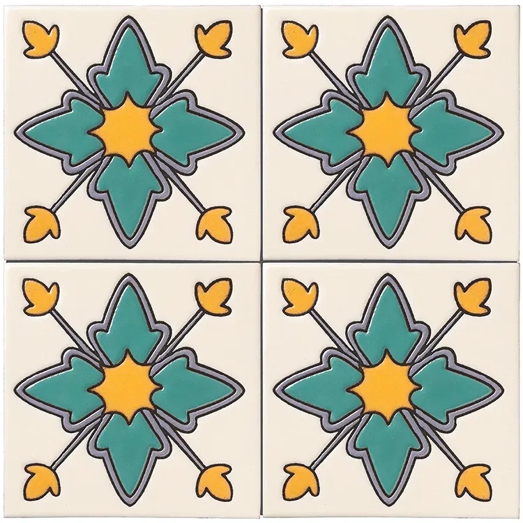 Handpainted Cuerda Seca California Revival Tile