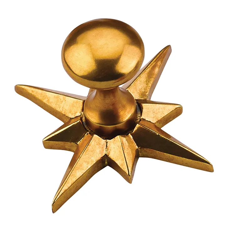 Solid brass, round knob with star backplate