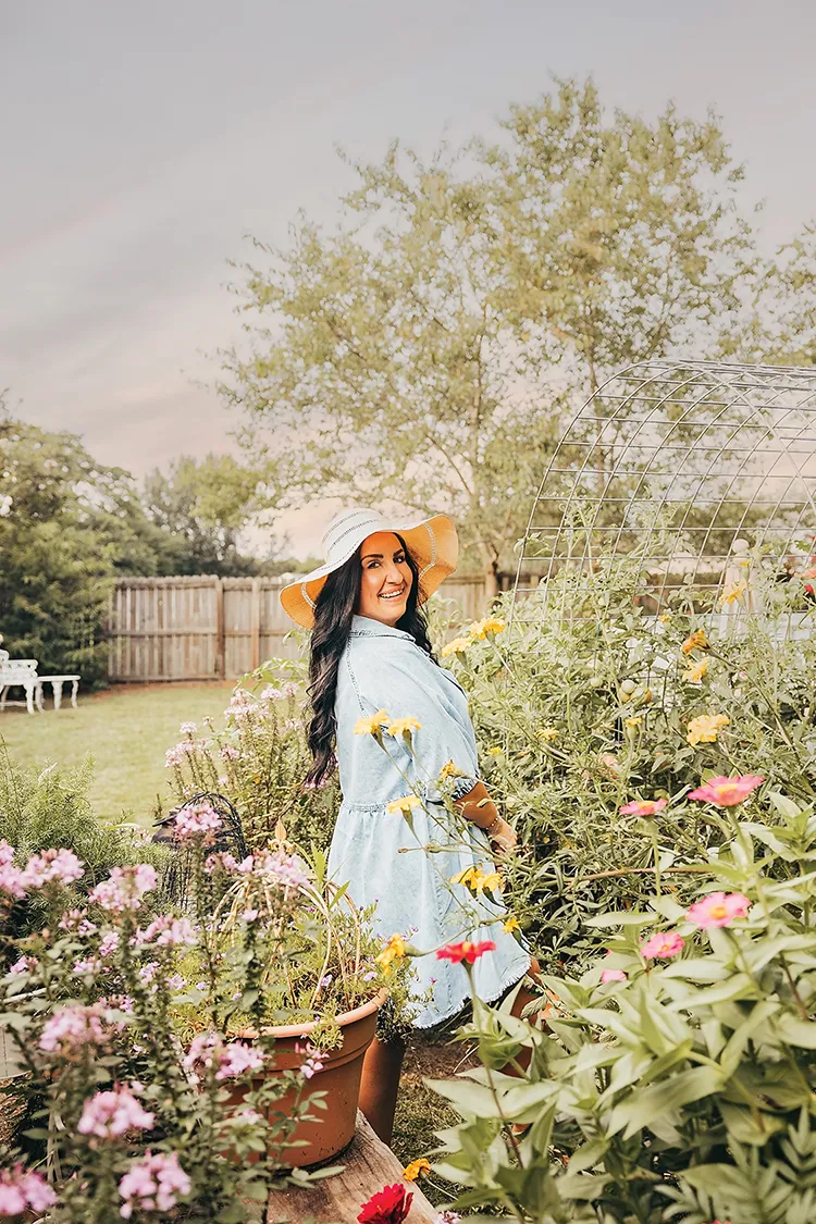 Krystle Nickels, 2025 Brand Ambassador for Cottages and Bungalows, in her garden