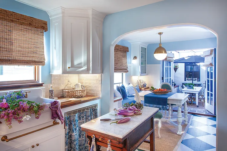 1926 Spanish bungalow turned cozy blue and white cottage